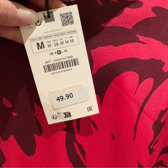 NWT- Zara Satin Shirt Mini Dress Retro Neck Long-Sleeved Back Zip Women's Size M - Picture 5 of 10